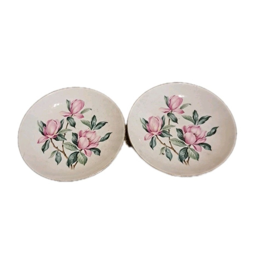 Lot Of 2 Vintage Homer Laughlin Rhythm Pink Magnolia Salad Dessert Plate 1950's